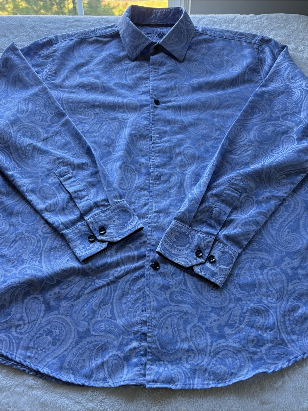 Tasso Elba Light Blue Paisley Button-Down Shirt